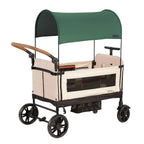 Yvolution Easy Folding and Storage Wagon with Awning - Folding Wagon for Kids, Cargo and Garden, Side Opening Cart for 2 Kids, Adjustable Push and Pull Handle, Front Door with