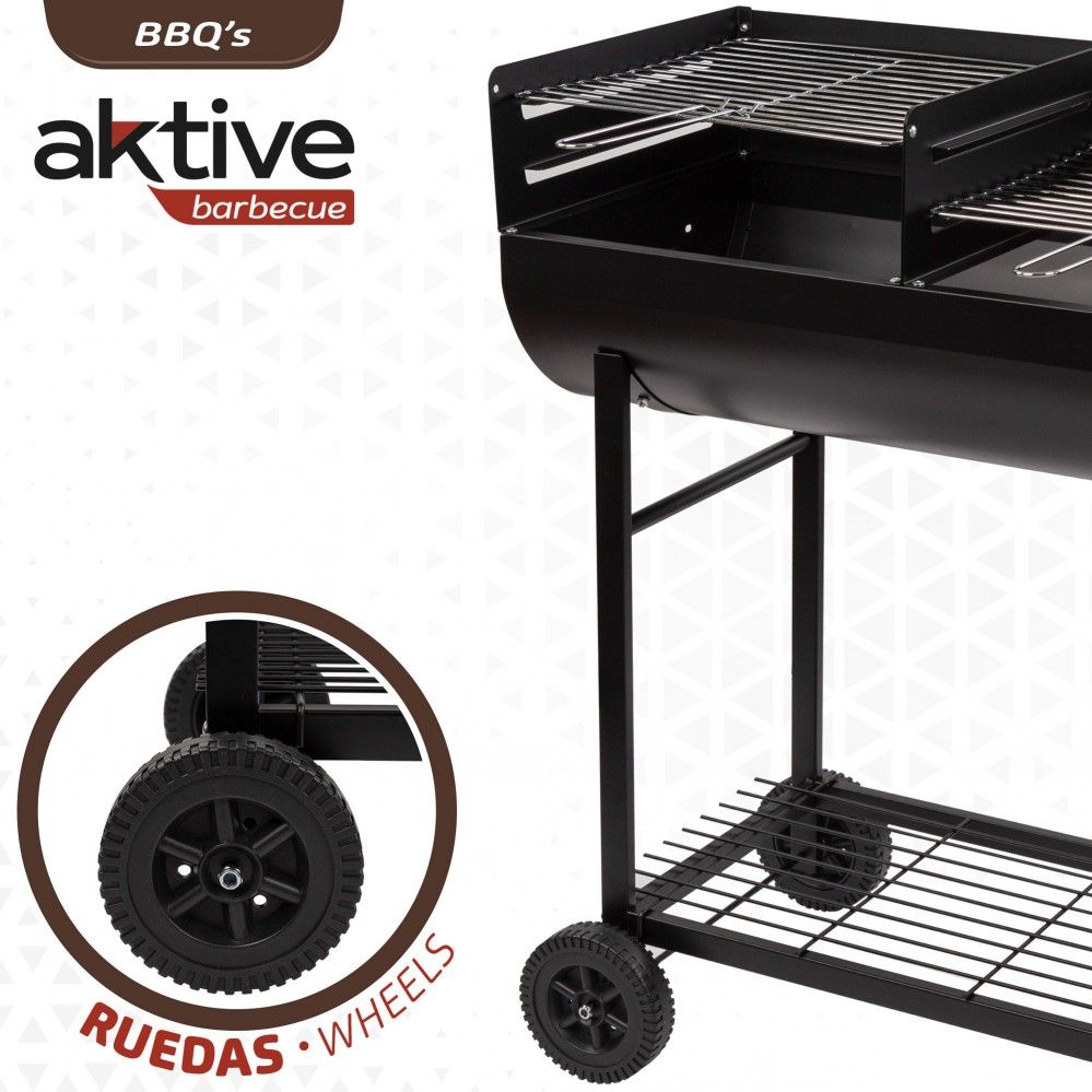 Barbacoa De Carbón Con Doble Parrilla Aktive