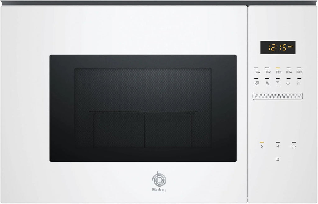 Balay 3CG5172N2 - Microwave, Electronic, Frameless Built-in, 38 cm, 20 l, 5 F, Aqualisis, Left Side Ap, 8 Recipes, Turntable 10", With Grill, Black Glass