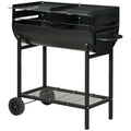 Barbacoa De Carbón De Metal 90x45x96 Cm-outsunny. Negro