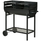 Barbacoa De Carbón De Metal 90x45x96 Cm-outsunny. Negro