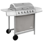 Barbacoa De Gas Con 6 Fogones Plateada Vidaxl