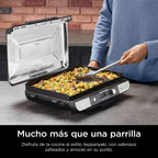 Ninja Sizzle Pro XL Indoor Grill and Griddle with Non-Stick Ceramic Griddle Plate and Griddle, Detachable Lid, Grease Catcher and Recipe Guide, Silver/Black GX101EU