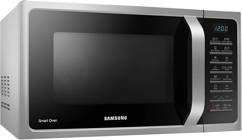 SAMSUNG MC28H5015CS Microwave (Countertop, Combination Microwave, 28 L, 900W/1500W, Buttons, Aluminium, with Stainless Steel Grill) Silver and Black