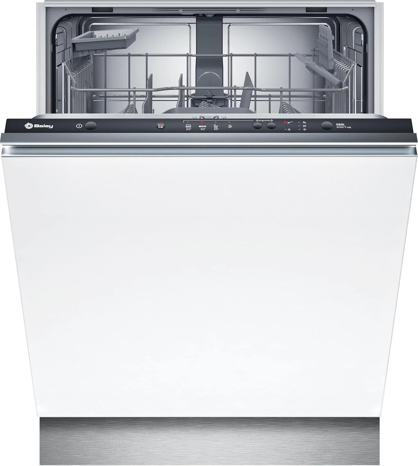 Balay 3VF5012NP Integrated Dishwasher, 60 cm, Extra-Quiet Motor, Automatic Program, Grey