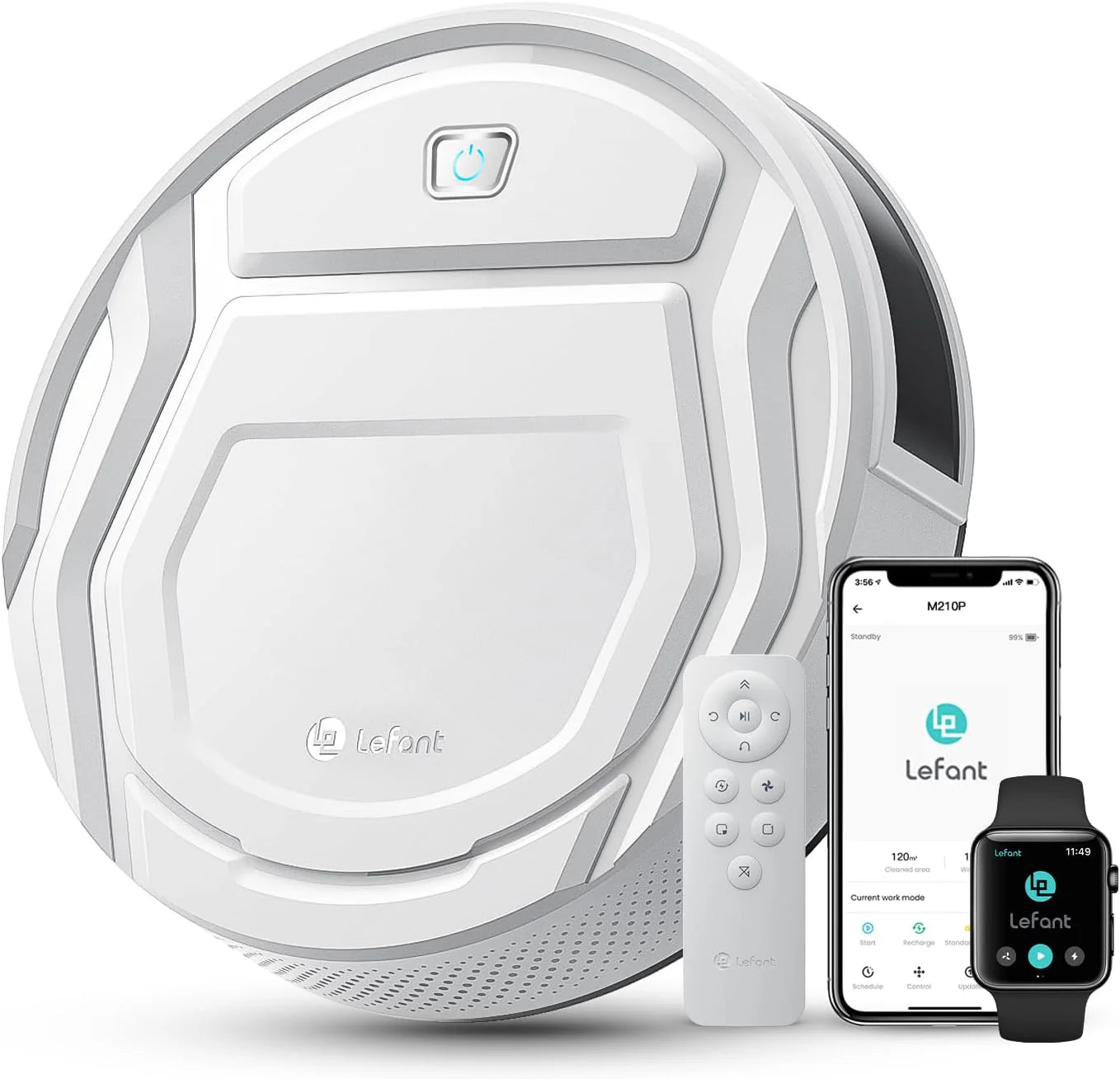 Lefant M310 Ultra Robot Aspirador y Fregasuelos 3 en 1, 6000Pa, 170 Min, Evasión PSD 190°, Mapeo Láser ToF, Detecta Alfombras, WiFi/App/Alexa/i Watch, Gris