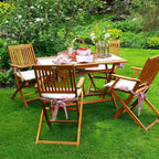 CASARIA® FSC® Outdoor Garden Table Set of 4 Chairs Acacia Wood Dining Set Patio Terrace Balcony Set 5 Pieces Folding Table Seats Armrests Durable Weather Resistant 120 x 70 cm