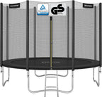 SONGMICS - Children's Outdoor Trampoline Diameter 183/244/305/366/427 cm, External Protection Net, Safety Cushions, Ladder, Straight Post 180 cm High, Steel Frame