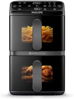 Philips Airfryer Series 4000 Double Vertical Basket 10L – RapidAir Technology, Sync, 2 Baskets at Once, 45% Less Space, PFAS Free Ceramic Coating, Viewing Windows (NA460/00)