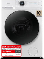 Midea Washing Machine 8 kg Front Load 1950W, 1350 rpm with Inverter Motor - Washing Machines with 15 Programmes and Healthguard Technology - Washing Machine Low Consumption, Fast Wash, Steam Function and Eco Mode