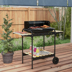 Barbacoa De Carbón Outsunny Metal Pino, 103x47x95 Cm, Negro