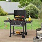 Barbacoa De Carbón Arnad Con 2 Estantes Acero 105x135x48cm - Negro [casa.pro]