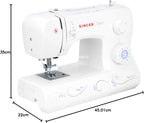 Singer Talent 3323-30 Mechanical Sewing Machine, Utility Stitches, One-Step Fully Automatic Eyelet Stitches, Zig-Zag Up to 6 mm, Automatic Threading, Professional Sewing Machine, White