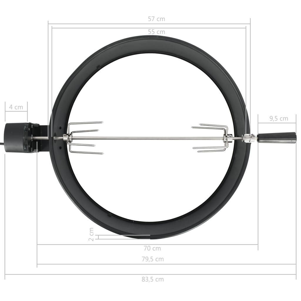 Kit De Anillo Asador De Barbacoa Negro 57 Cm Vidaxl