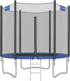 SONGMICS - Children's Outdoor Trampoline Diameter 183/244/305/366/427 cm, External Protection Net, Safety Cushions, Ladder, Straight Post 180 cm High, Steel Frame