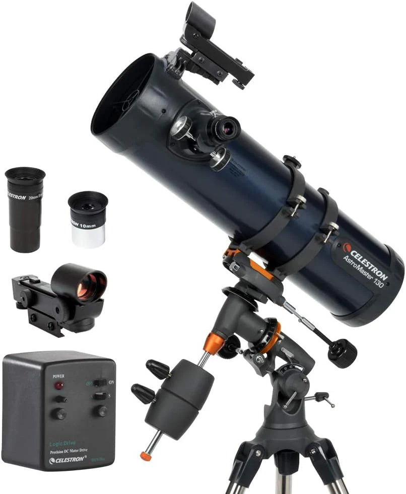 Celestron 31051 AstroMaster 130EQ, Telescopio reflector newtoniano con accionamiento por motor, azul oscuro