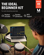 Donner DED-80 7-Piece Musical Electronic Drum Set with Mesh Patches, 180 Sounds, Drum Throne, Headphone, Sticks, Kids Christmas Birthday Gift, 40 Melodics Lessons