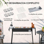 Barbacoa De Carbón Outsunny Acero Inoxidable Metal 77x30x70 Cm Negro