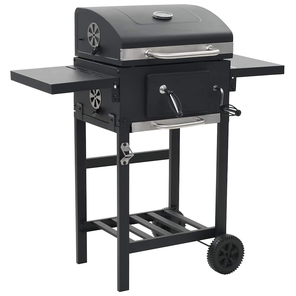 Barbacoa de carbón con estante inferior negra v6900