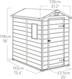 Keter Manor 4X6 - Caseta de jardín, 130x192x198cm y 2,2m2, Suelo, Sistema de ventilación, Puerta y Ventana, Resistente al Agua, Color Gris