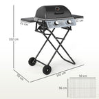 Barbacoa De Gas De Acero Inoxidable Abs Outsunny-101x50x102 Cm. Negro