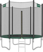 SONGMICS - Children's Outdoor Trampoline Diameter 183/244/305/366/427 cm, External Protection Net, Safety Cushions, Ladder, Straight Post 180 cm High, Steel Frame
