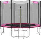 SONGMICS - Children's Outdoor Trampoline Diameter 183/244/305/366/427 cm, External Protection Net, Safety Cushions, Ladder, Straight Post 180 cm High, Steel Frame