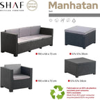 SP Berner - Shaf - Manhattan | Outdoor Living Room Furniture Set - 5 Seater Outdoor Garden Furniture Set | Made in Spain with Recycled Materials - Graphite Colour