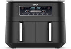 Ninja MAX Oil Free Double Compartment Air Fryer with 2 Drawers, 9.5 Litre, Oil Free, Air Fry, Max Crisp, Roast, Bake, Reheat, Dehydrate, Non-Stick Baskets, Gold Stone, DZ400EUSTGD