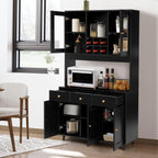 VOWNER Armario Aparador Cocina/Buffet, 100L x 38W x 181H cm, Mueble Auxiliar de Almacenaje, 5 Puertas y 5 Baldas Ajustables, Blanco